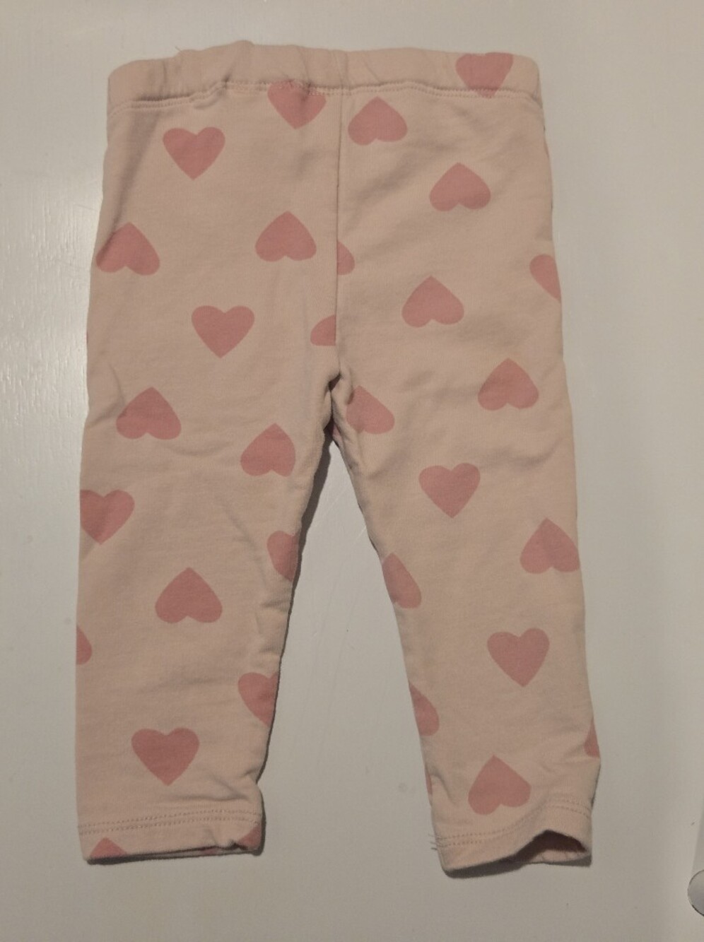 H&M Light Pink Leggings with Rose Heart Print 9M
